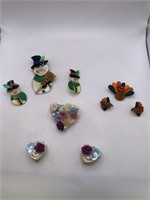 3  SETS OF BROOCH & CLIP ON EARRING SETS