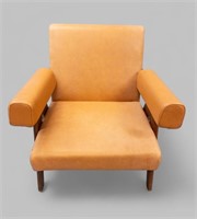 PIERRE JEANNERET STYLE LEATHER ARMCHAIR
