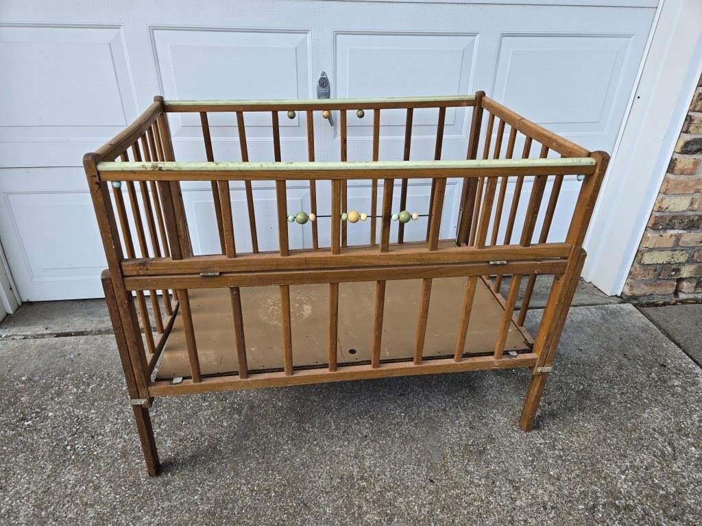 Vintage Foldable Wooden Crib