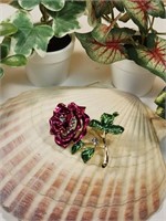 Elegant Floral Rose Pin Enamel