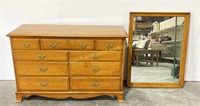 Vintage Kling Solid Maple Nine Drawer Dresser