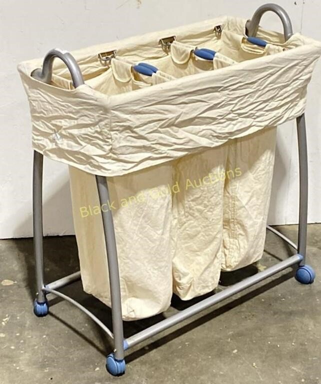 Three Section Rolling Laundry Sorting Cart