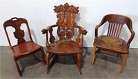 Carved Dragon Quarter Sawn Arm Chair & More