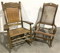 (2) Wicker Backed Rocking Chairs