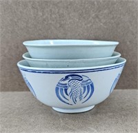 3pc Antique Rice Bowl Set