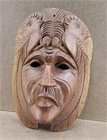 Hand Carved Wooden Mayan Mask