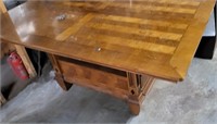 Inlaid Wooden Pedestal Drawer Dining Table
