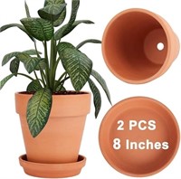 Vensovo 8 Inch Clay Pot For Plant With Saucer