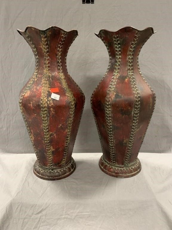 Pair of Painted Metal Vases