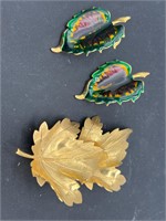 Leaf pendant & earrings