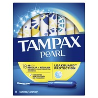 Tampax Pearl Plastic Tampons, Regular, 18 Ct