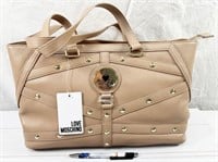 NEW Love Mochino leather zipper-top handbag in