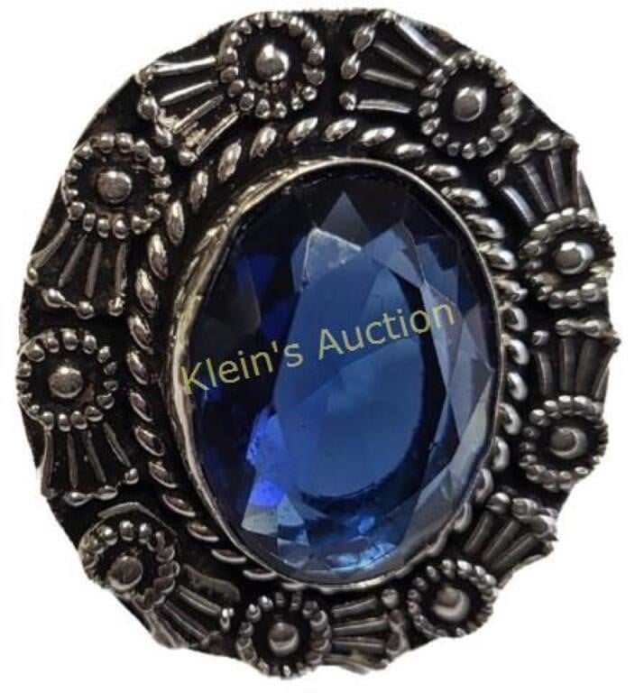 blue sapphire german silver ring NWT sz 8