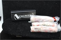 (4) Buck Creek Pocket Knives, one in box and