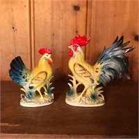 Pair of Norcrest Ceramic Rooster Figures
