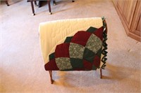 Quilt Rack w/Nice Modern Quilt, Side Table, &