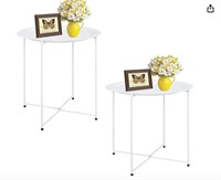 Folding Tray Metal Side Table Round End Table