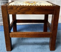 337 - WOODEN STOOL W/ CUSHIONED TOP