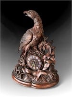 19TH-CENTURY BLACK FOREST CARVED EAGLE CLOCK