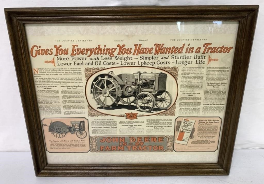 Framed John Deere 15-27 Farm Tractor Ad
