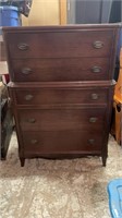 Vintage Solid Wood High Boy Dresser 50.5" High X 3