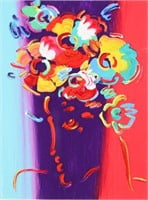 PETER MAX SERIGRAPH BEAUTY WITH FLOWERS