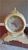 Mantle Clock with Painted Roses