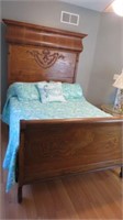 Antique Tiger Oak Full Size Bed