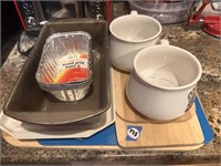 BREAD PANS, CUTTING BOARDS, SOUP MUGS