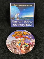 Lot of 2 Disney WDW Anniversary Buttons, 35 & 36