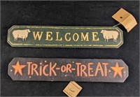 Wooden Welcome and Halloween Signs