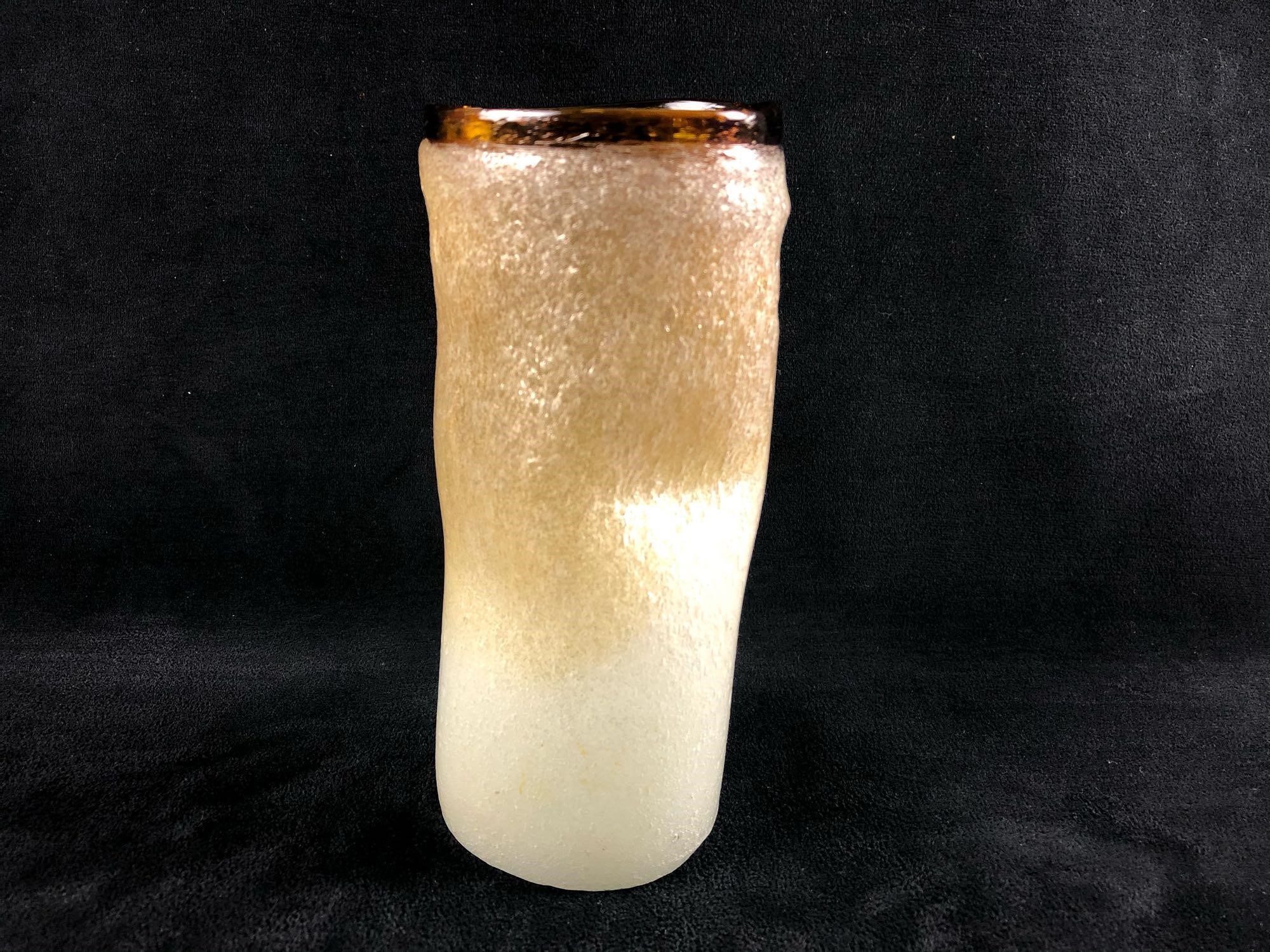 Antique Blenco Hand Blown Pinched Glass Tumble Vas