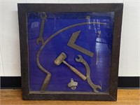 Shadow Box Wall Hanger with Several Vintage Tools
