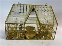 Vintage Brass Mirror and Glass Display Case Glass