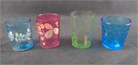 Vintage Colorful Drinking Glasses Lot Of Four