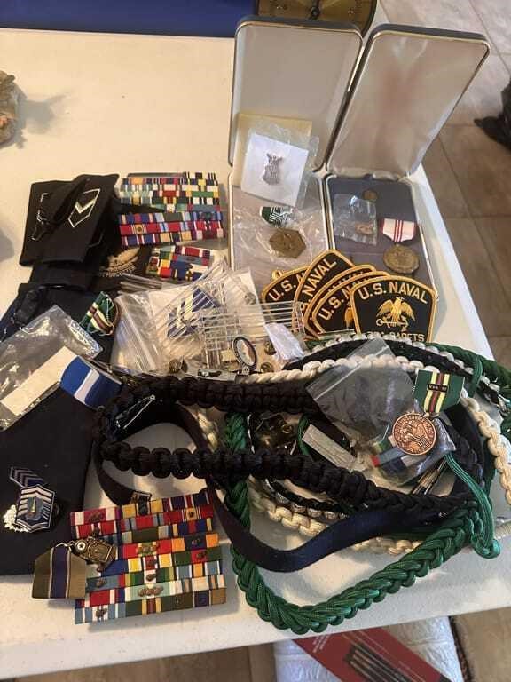 LARGE LOT OF US NAVY MEMORABILIA PATCHES & MORE