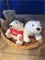 20" WICKER BASKET ADORABLE WITH PLUSH BEARS