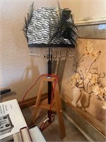 CUSTOM MADE ZEBRA SHADE LAMP ON WOOD STAND