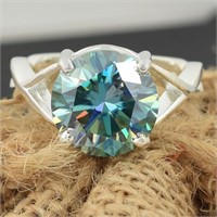 APPR $4000 Moissanite Ring 4.9 Ct 925 Silver