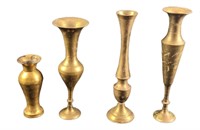 Four Vintage Brass Bud Vases