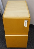 Two drawer wooden filing cabinet with key