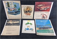 Six Vintage Color Car Advertisements