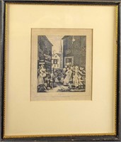 Framed Noon Engraving By T. Cook After W. Hogarth