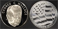 (2) 1 OZ .999 SILV GEORGE C. WALLACE & FLAG ROUNDS