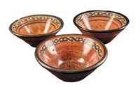 Three Willy Villafuerte Pottery Bowls Costa Rica