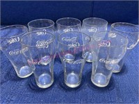 (8) Coca-Cola clear glasses (white letters)