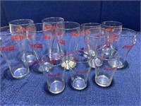 (12) Coca-Cola glasses (3 sizes) red letters