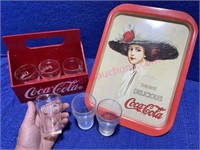 Coke carrier, 6 short glasses, 1971 tray