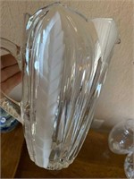 CRYSTAL PITCHER UNMARKED BUT VERY NICE & HEAVY