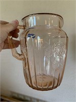DEPRESSION GLASS PITCHER WITH CHIP
